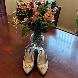 Alex Marie beige, nude color sling back shoes.